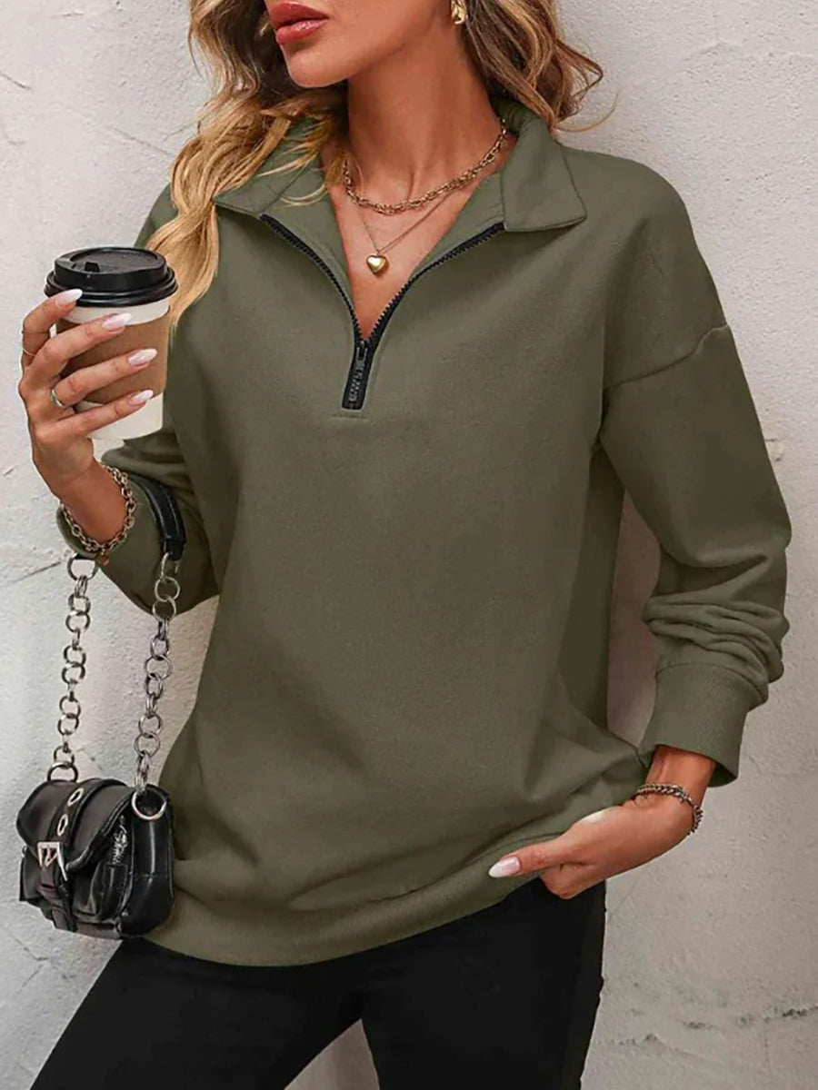 ✨Pull Best-1 en promotion✨Sweat-shirt Femme Zippé Épaules Tombantes Automne/Hiver