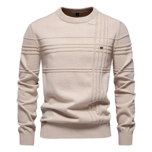 Herren Pullover mit Streifen und Rundhalsausschnitt