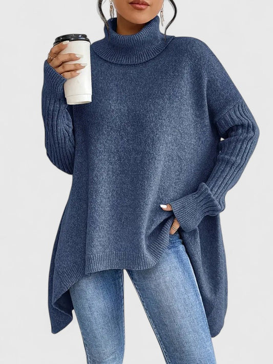 Pull à col roulé ample en tricot épais