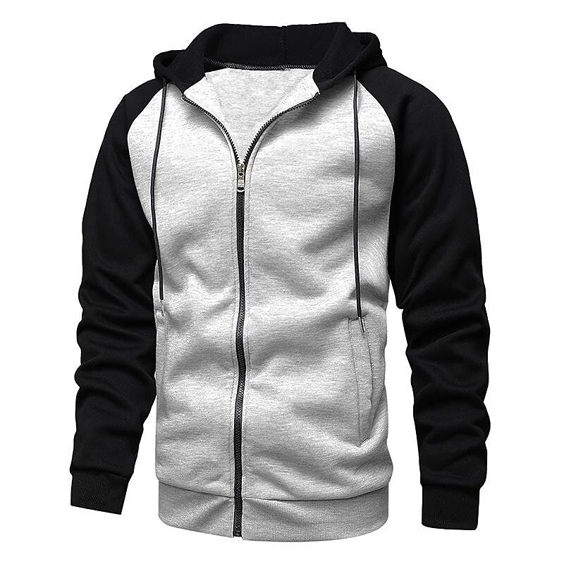 Gilet Sweat-shirt à Capuche Zippé Polaire Contrasté pour Homme