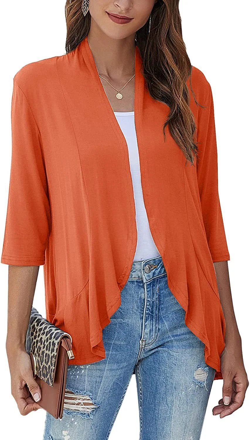 ✨Top 3 Cardigans en Solde 2025✨ | Gilet Léger Ouvert Décontracté à Volants pour Femme Automne/Hiver
